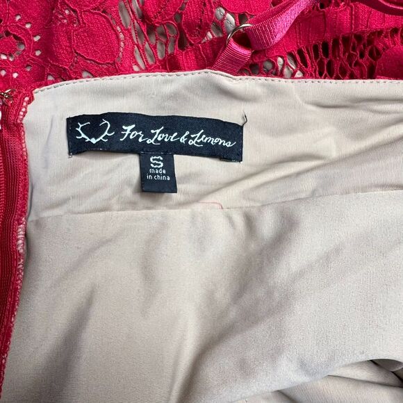 For Love & Lemons Gianna Midi Red Lace Dress Size S - Picture 8 of 8